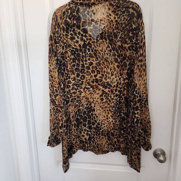 The Avenue Womens sz 26/28 Blouse Animal Print Button Front Leopard Cheetah Vtg - Picture 12 of 15